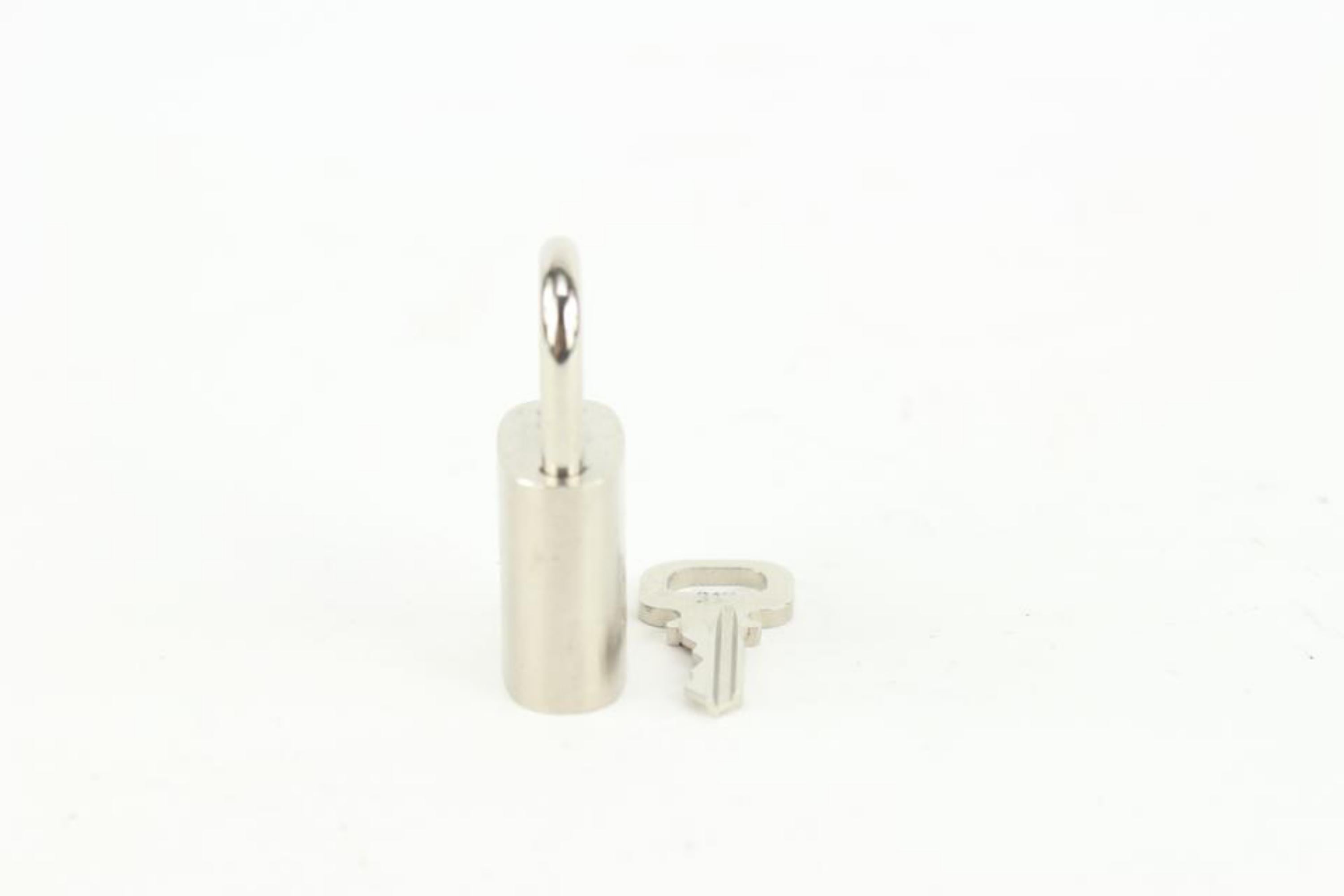 Louis Vuitton Brushed Silver Matte Padlock and Key Set Cadena Lock Bag Charm 111 3