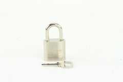 Louis Vuitton Brushed Silver Matte Padlock and Key Set Cadena Lock Bag Charm 111