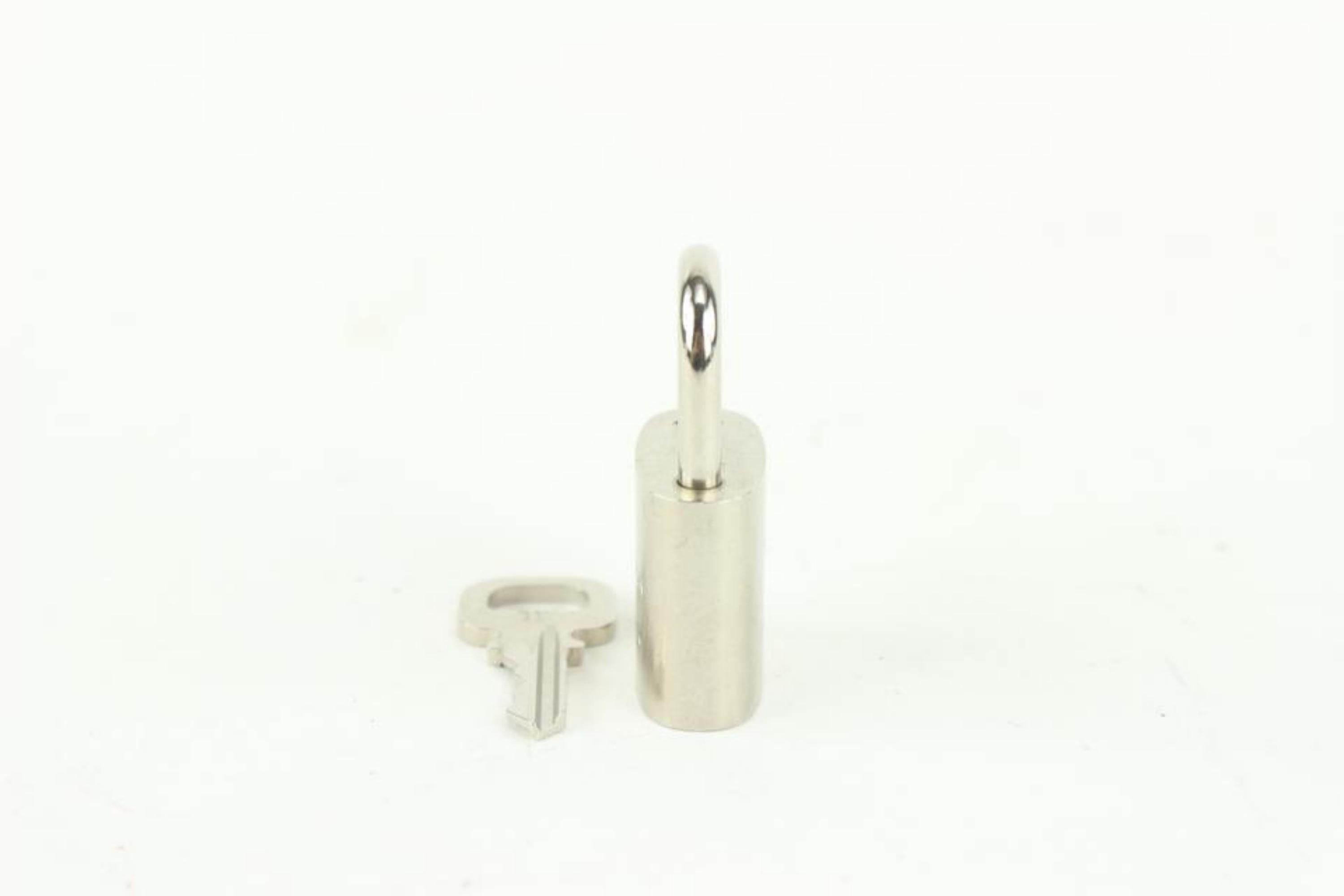 Louis Vuitton Brushed Silver Matte Padlock and Key Set Cadena Lock Bag Charm 111 1