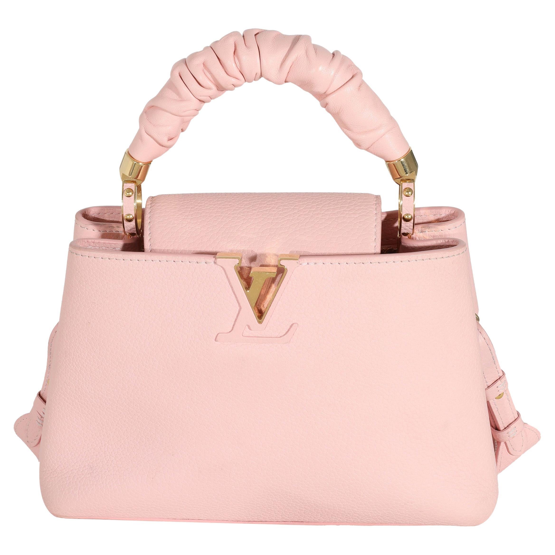 Louis Vuitton Bubble Gum Pink Taurillon Scrunchie Capucines BB For Sale ...