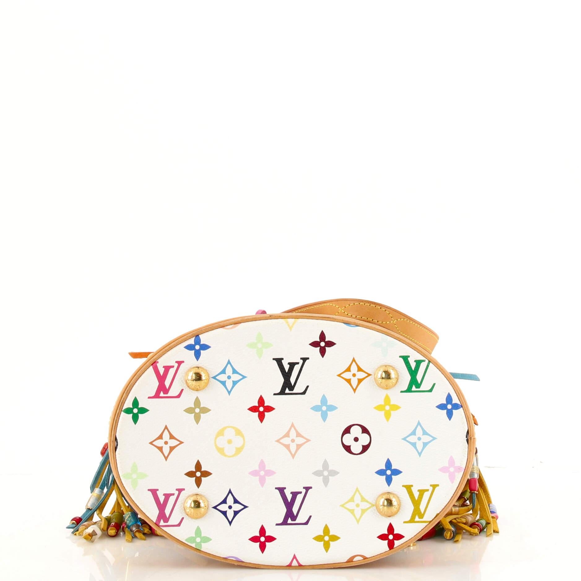 Beige Louis Vuitton Bucket Bag Limited Edition Fringe Monogram Multicolor