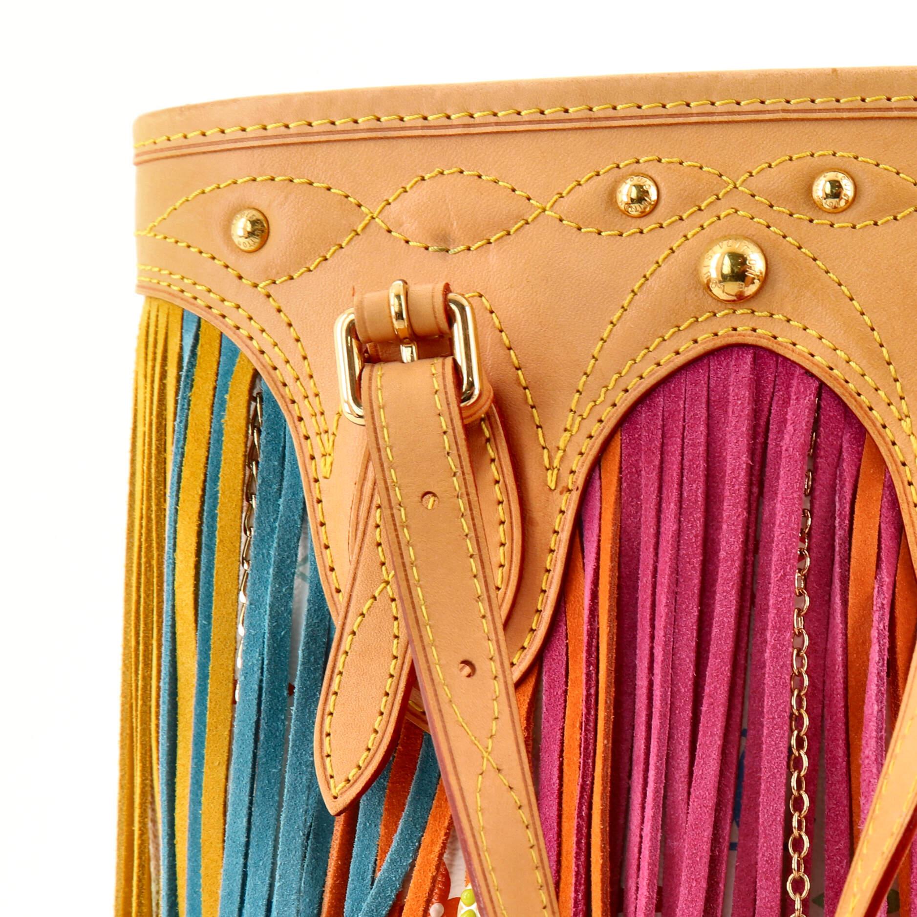 Louis Vuitton Bucket Bag Limited Edition Fringe Monogram Multicolor 2