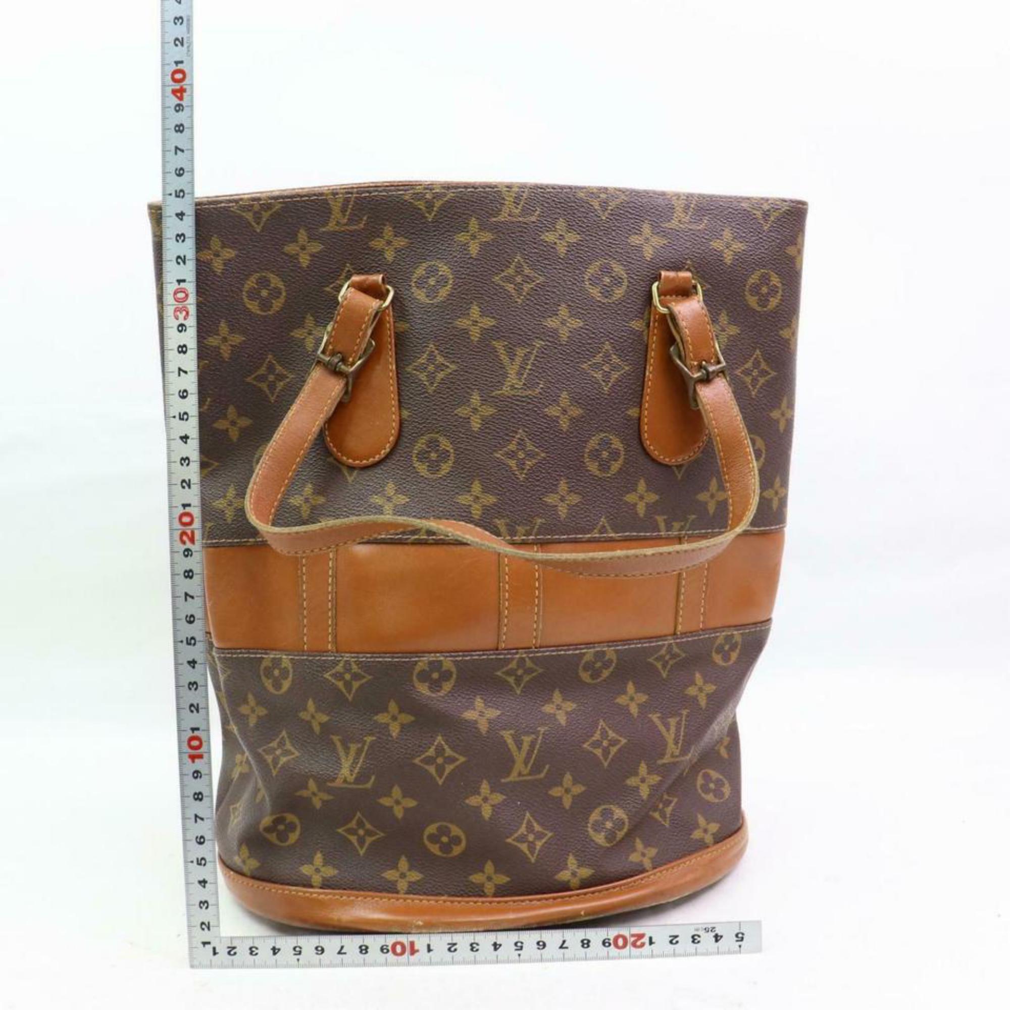 Louis Vuitton Bucket Gm with Kisslock Pouch 870356 Brown Coated Canvas Tote For Sale 1