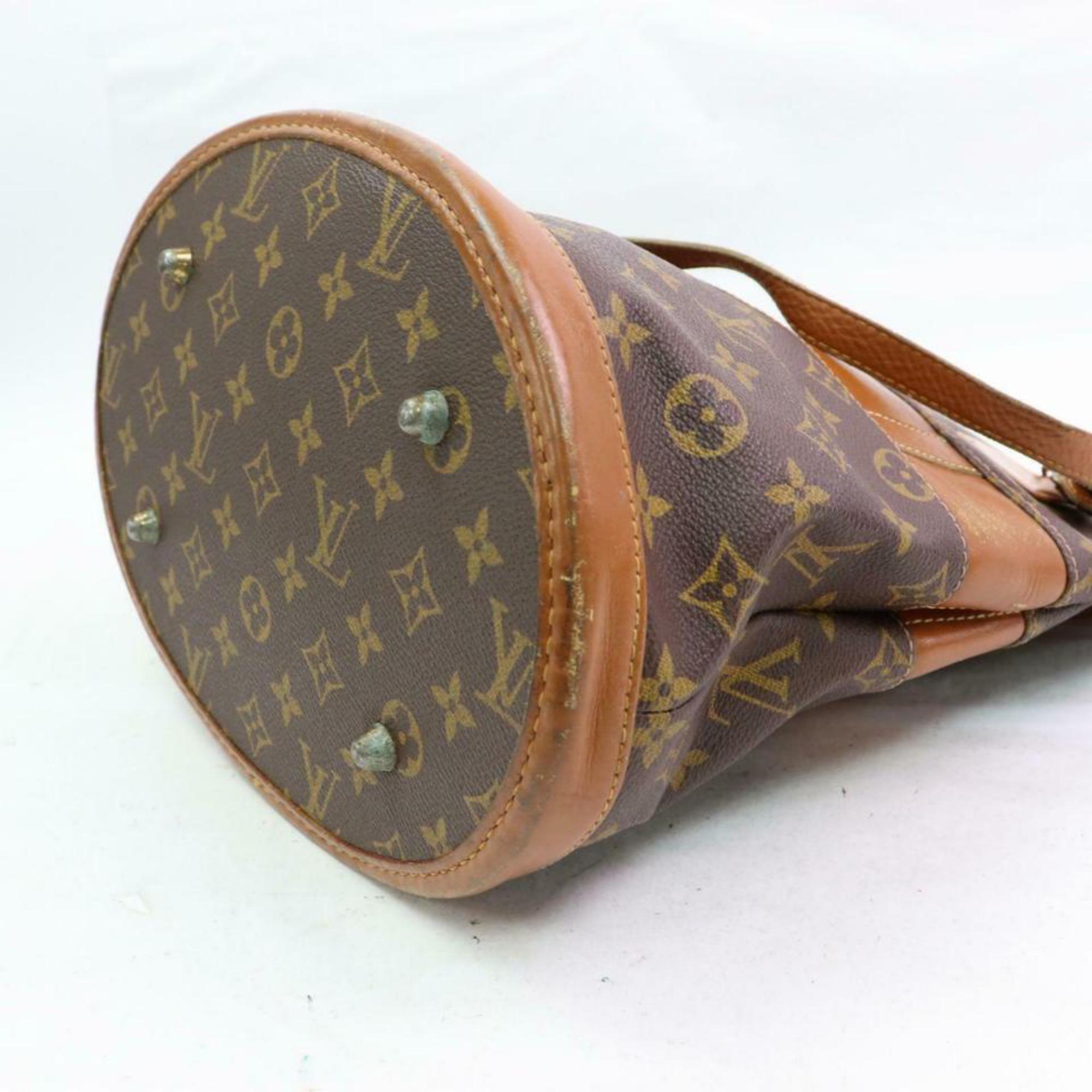 Louis Vuitton Bucket Gm with Kisslock Pouch 870356 Brown Coated Canvas Tote For Sale 5
