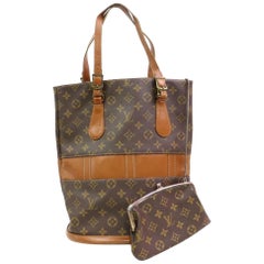 Louis Vuitton Bucket Gm with Kisslock Pouch 870356 Brown Coated Canvas Tote