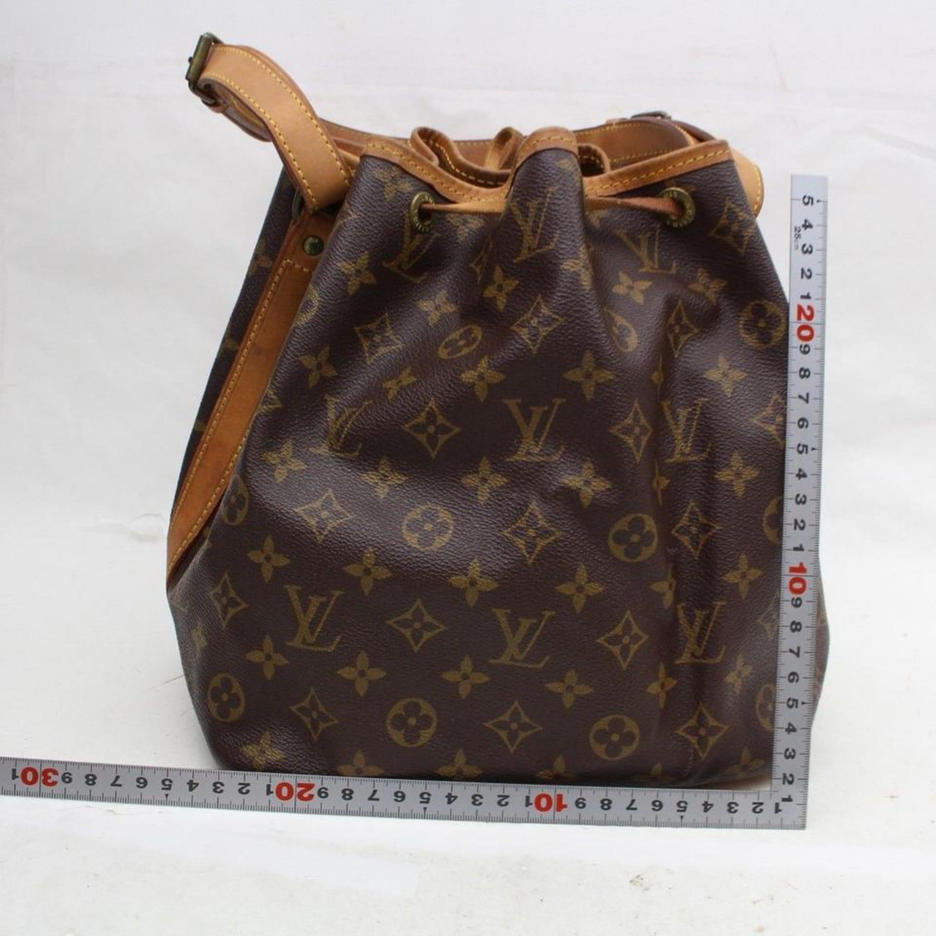 Louis Vuitton Bucket Monogram Petit Noe Drawstring Hobo 869519 Brown Coated Canv For Sale 1