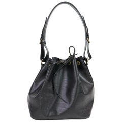 Louis Vuitton Bucket Noe Drawstring Hobo 870190 Black Leather Shoulder Bag
