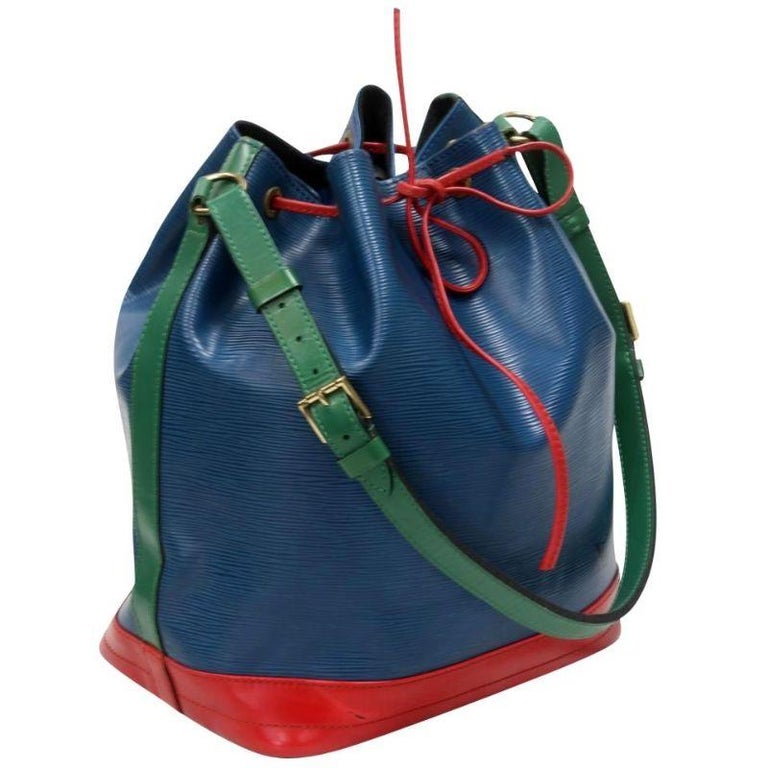Women's Louis Vuitton Bucket Noé Vintage Blue Green Red Epi Leather Shoulder Bag For Sale