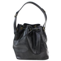 Louis Vuitton Bucket Noir Petit Noe Drawstring Hobo 869133 Black Leather Shoulde