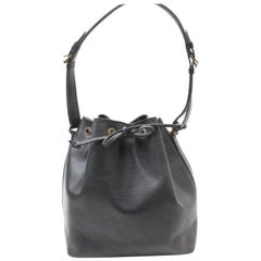 Louis Vuitton Bucket Noir Petit Noe Drawstring Hobo 869471 Black Leather Shoulde