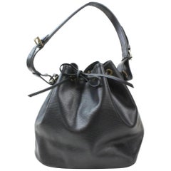 Louis Vuitton Bucket Noir Petit Noe Hobo 869977 Black Leather Shoulder Bag