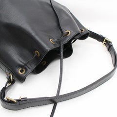 Louis Vuitton Bucket Petit Noe Drawstring 868454 Black Leather Shoulder Bag
