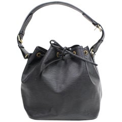 Louis Vuitton Bucket Petit Noe Drawstring 868454 Black Leather Shoulder Bag