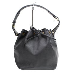 Louis Vuitton Bucket Petit Noe Drawstring 868454 Black Leather Shoulder Bag