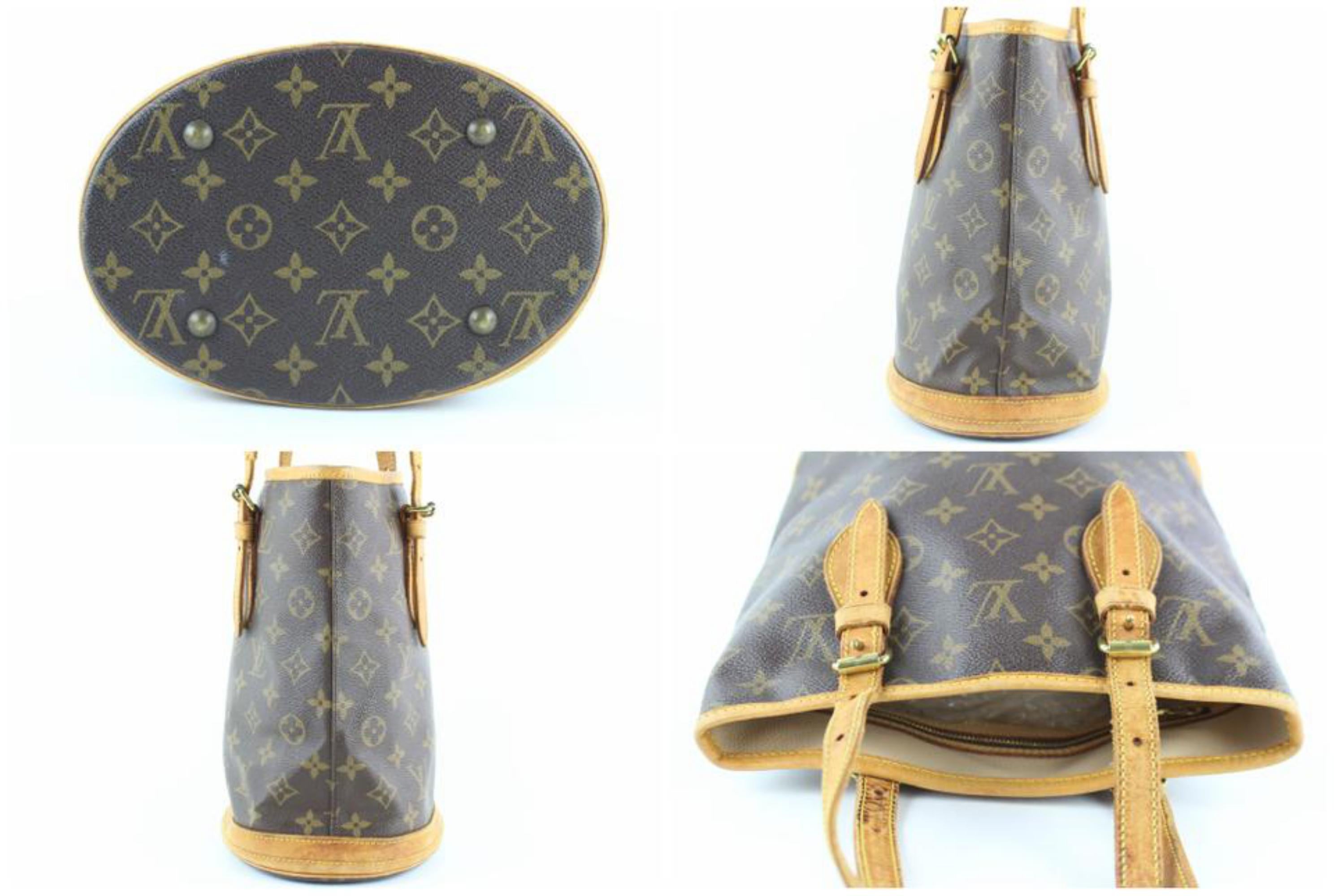 Louis Vuitton Bucket Petite Pm 231190 Brown Coated Canvas Shoulder Bag In Good Condition For Sale In Forest Hills, NY
