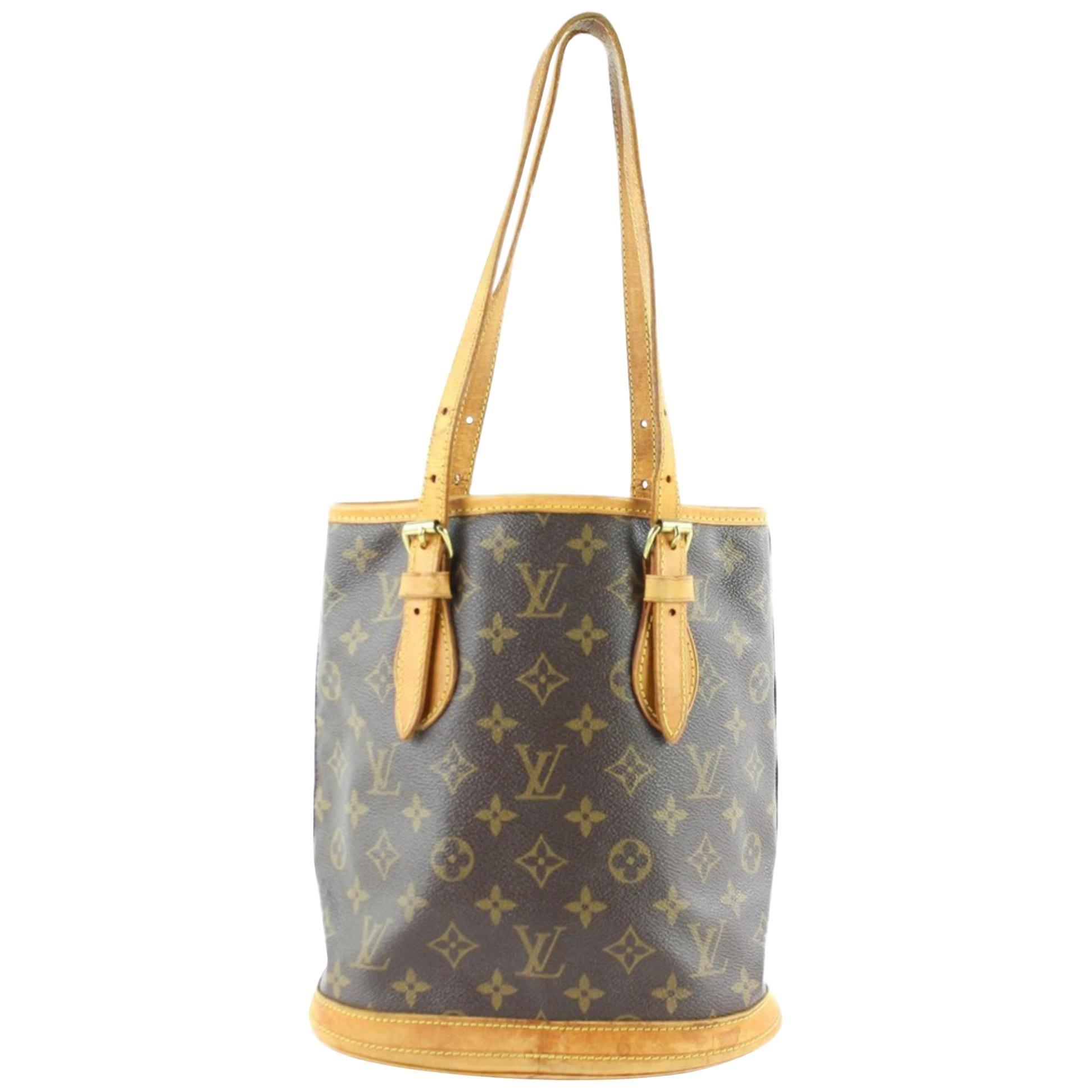 Louis Vuitton Bucket Petite Pm 231190 Brown Coated Canvas Shoulder Bag For Sale