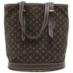 Louis Vuitton Bucket PM Dark Brown Mini Lin Monogram Canvas Shoulder Bag
