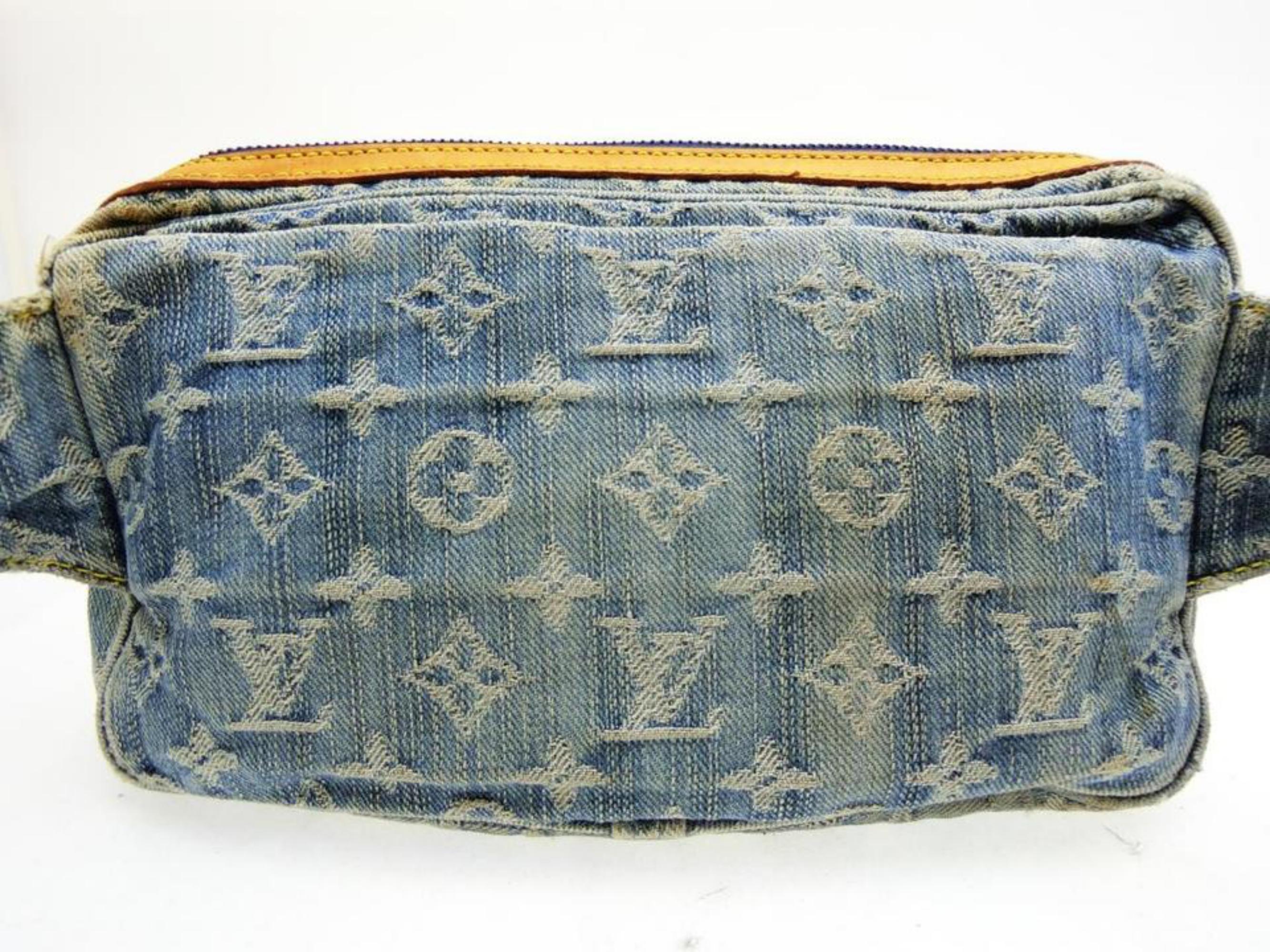 Louis Vuitton Bumbag (Ultra Rare) Monogram 227925 Blue Denim Cross Body Bag For Sale 6