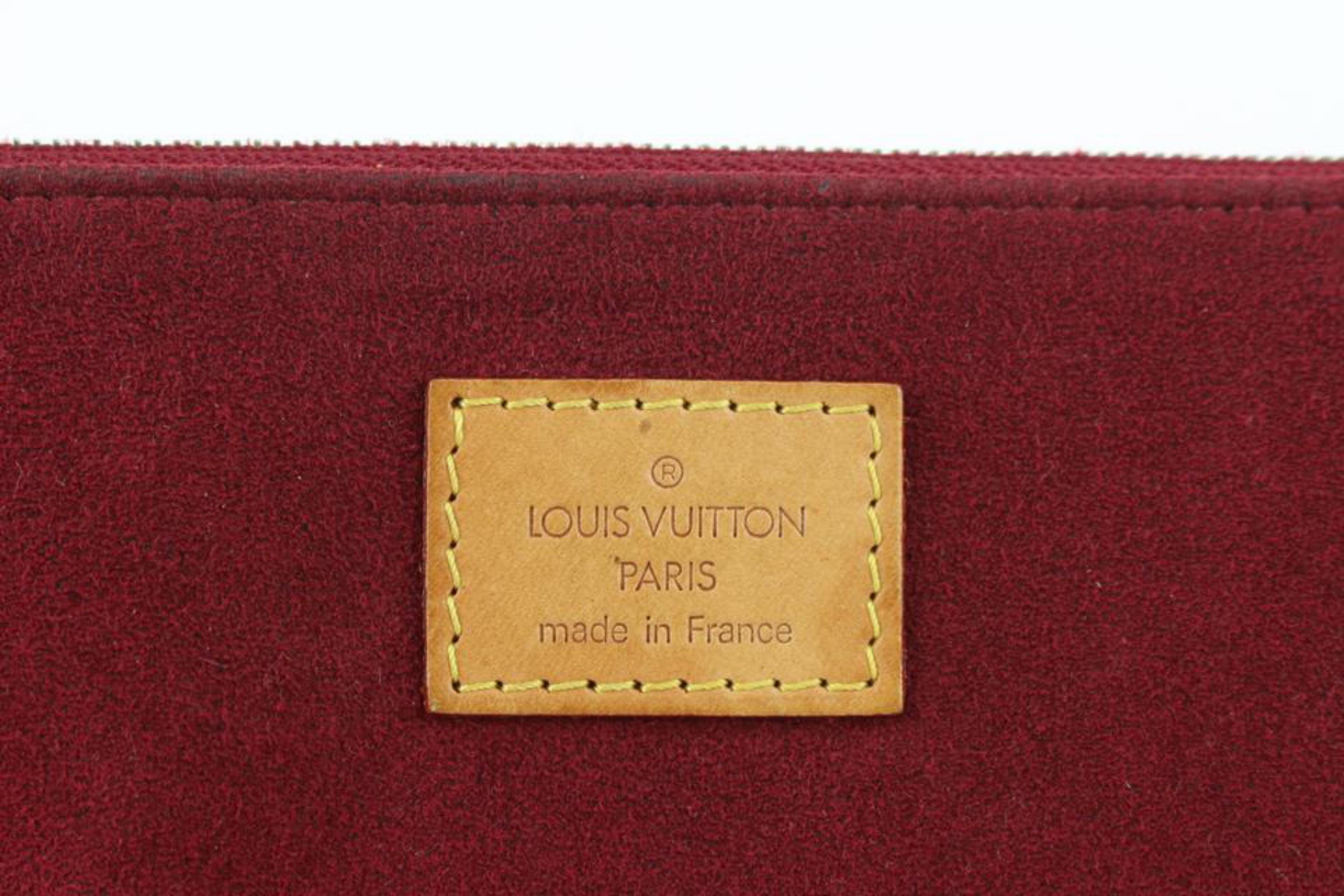 Louis Vuitton Burgundy Alcantara Suede Accessories Pouch Pochette Wristlet 927lv For Sale 4