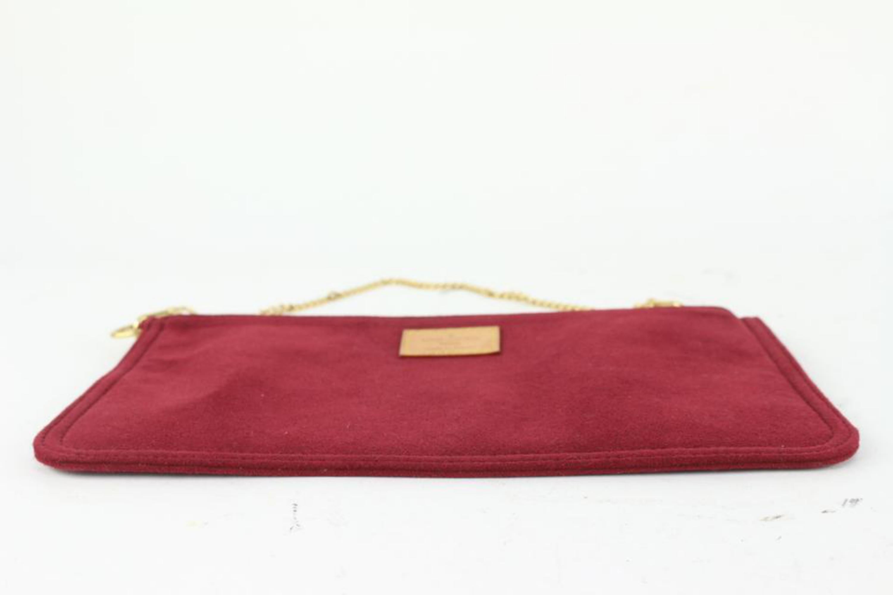 Women's Louis Vuitton Burgundy Alcantara Suede Accessories Pouch Pochette Wristlet 927lv For Sale