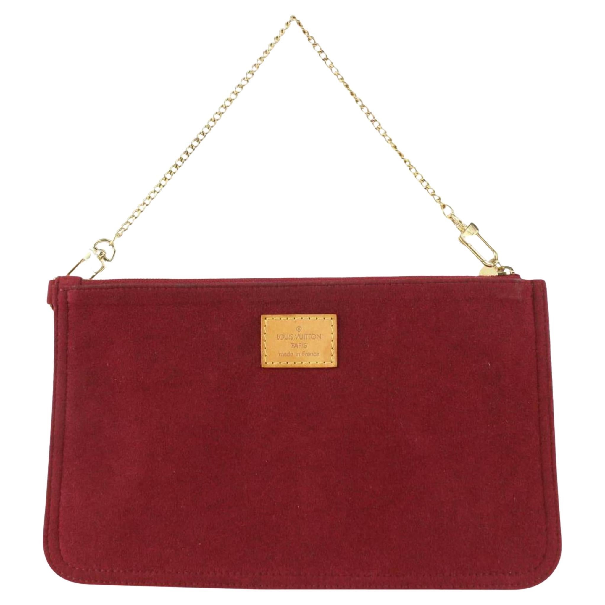 Louis Vuitton Burgundy Alcantara Suede Accessories Pouch Pochette Wristlet 927lv For Sale