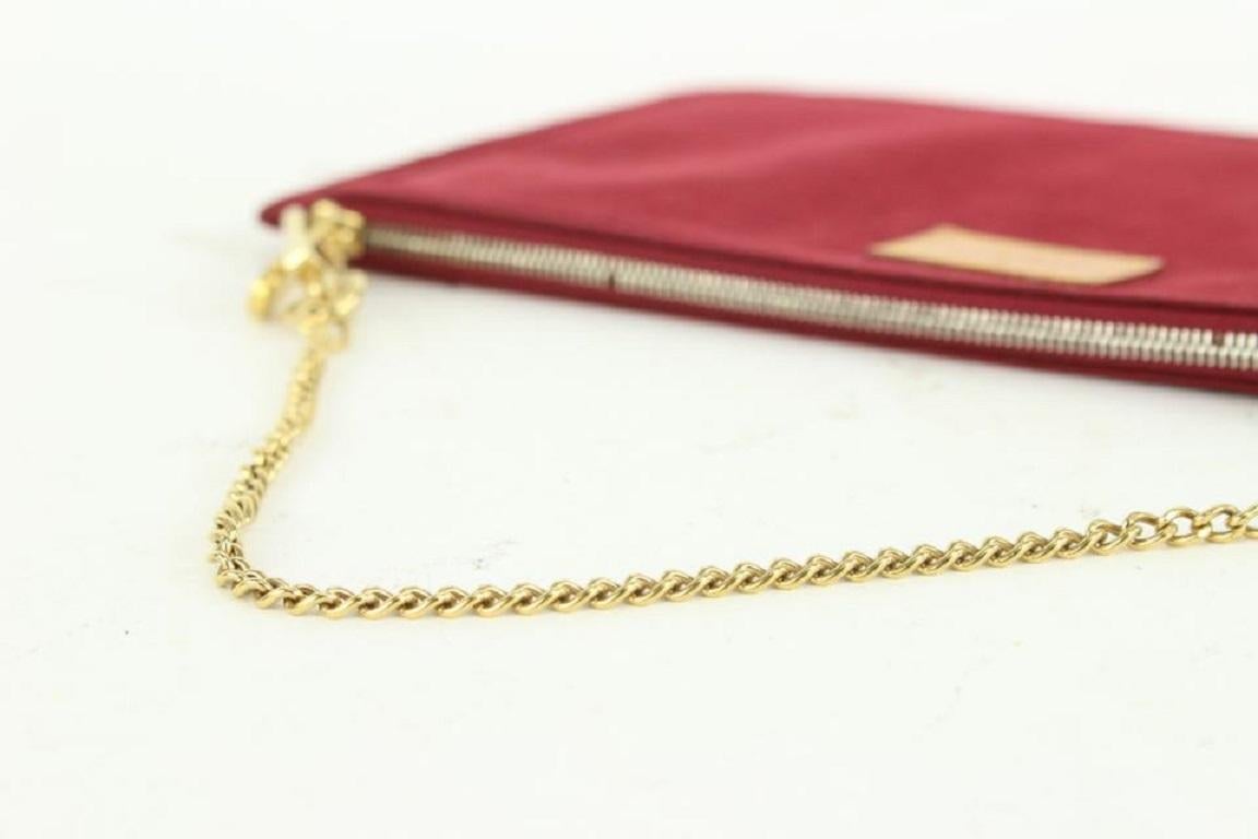 Red Louis Vuitton Burgundy Alcantara Suede Accessories Pouch Pochette Wristlet For Sale