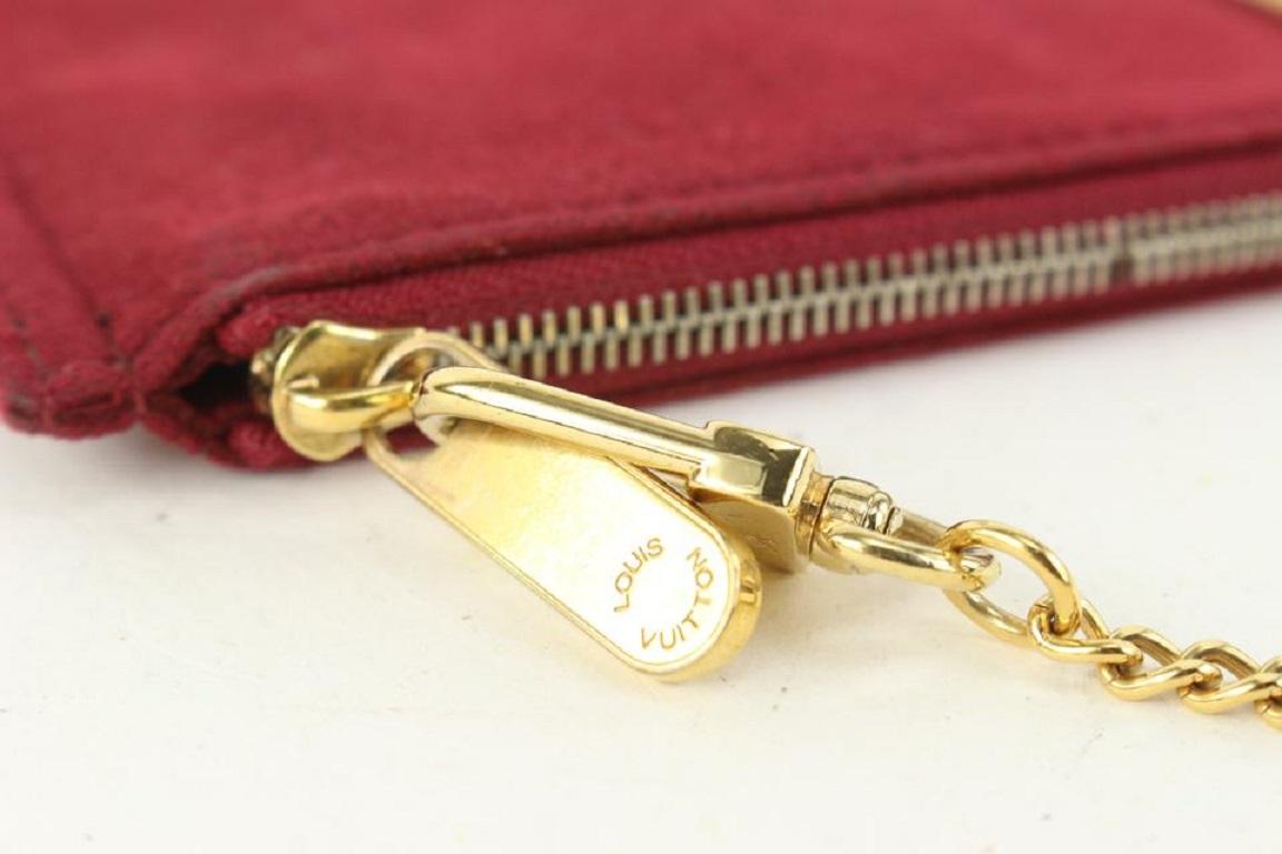 Louis Vuitton Burgundy Alcantara Suede Accessories Pouch Pochette Wristlet For Sale 2