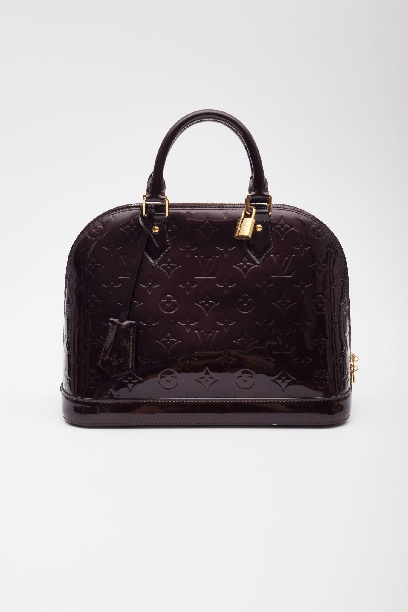 Black Louis Vuitton Burgundy Amarante Monogram Vernis Leather Alma Pm Bag