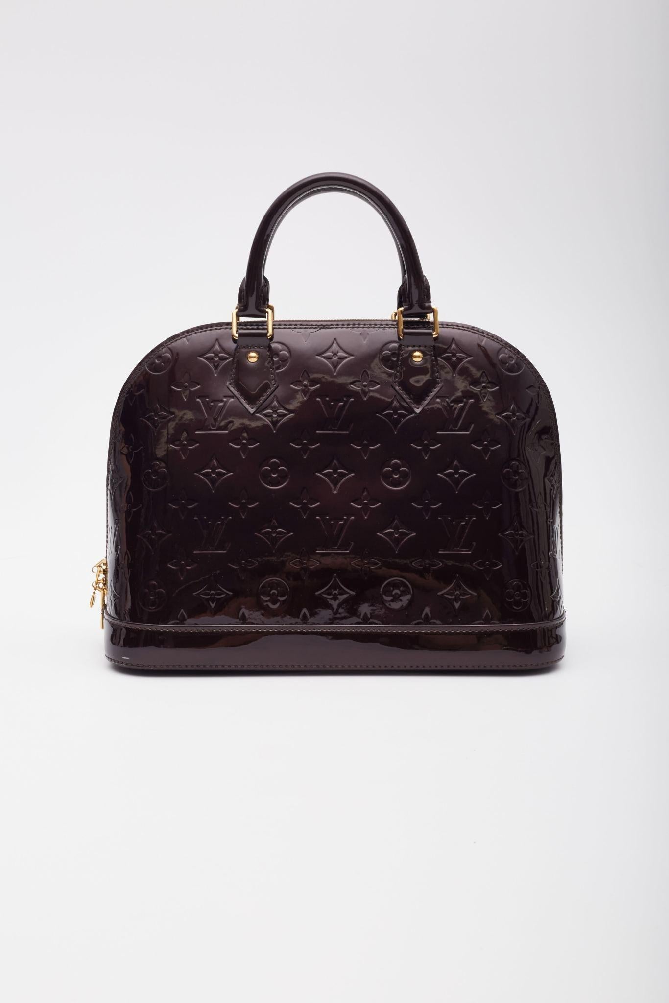 Louis Vuitton Burgundy Amarante Monogram Vernis Leather Alma Pm Bag In Good Condition In Montreal, Quebec