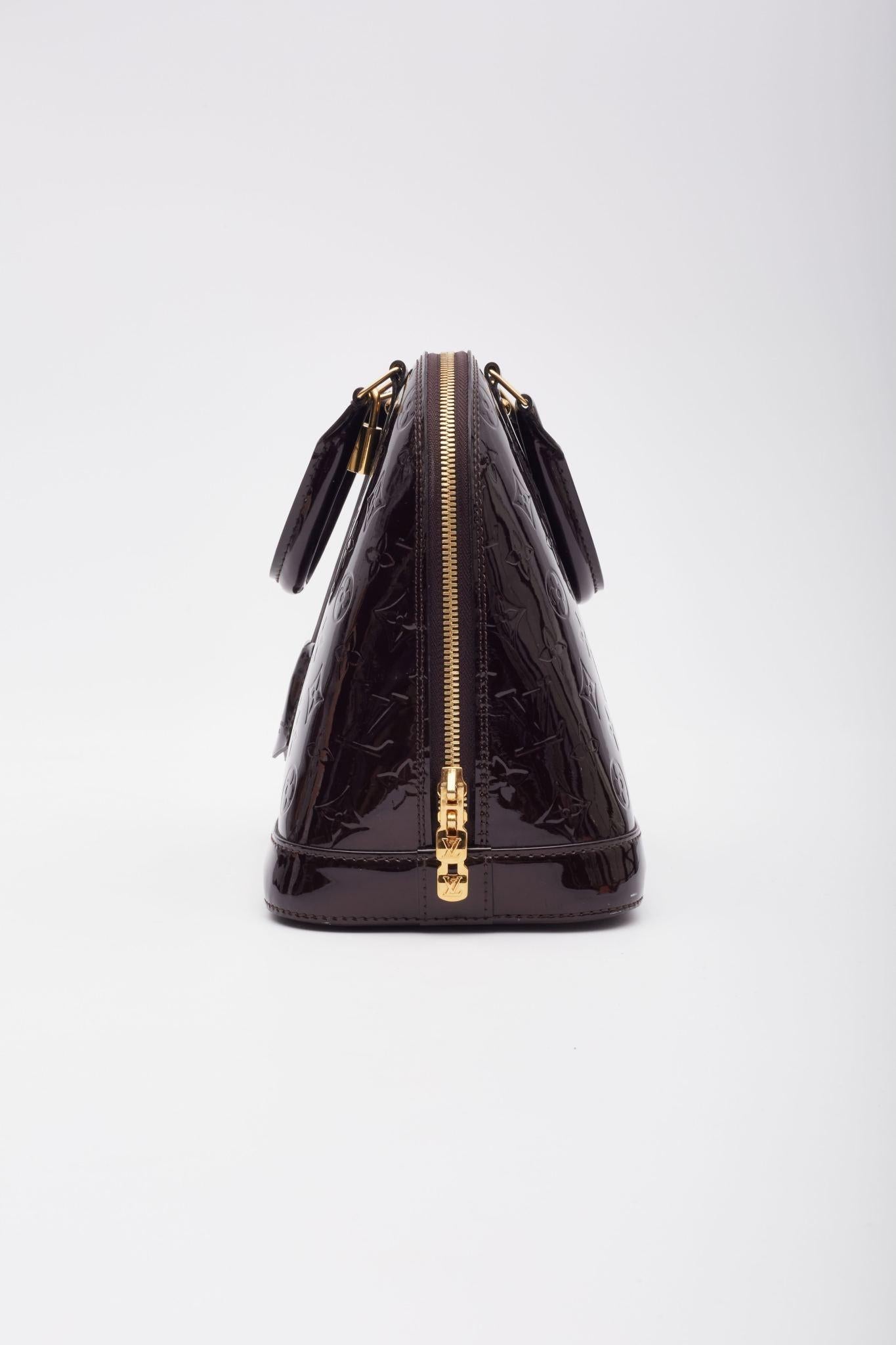 Women's Louis Vuitton Burgundy Amarante Monogram Vernis Leather Alma Pm Bag