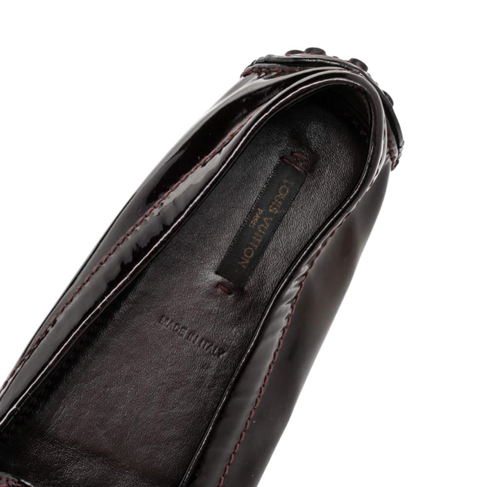 Men's Louis Vuitton Burgundy Amarante Vernis Leather Oxford Loafers Size 38.5 For Sale