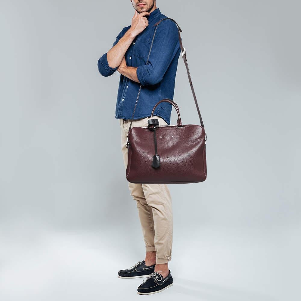Louis Vuitton Burgundy/Black Taurillion Leather Armand Briefcase Bag In Good Condition In Dubai, Al Qouz 2
