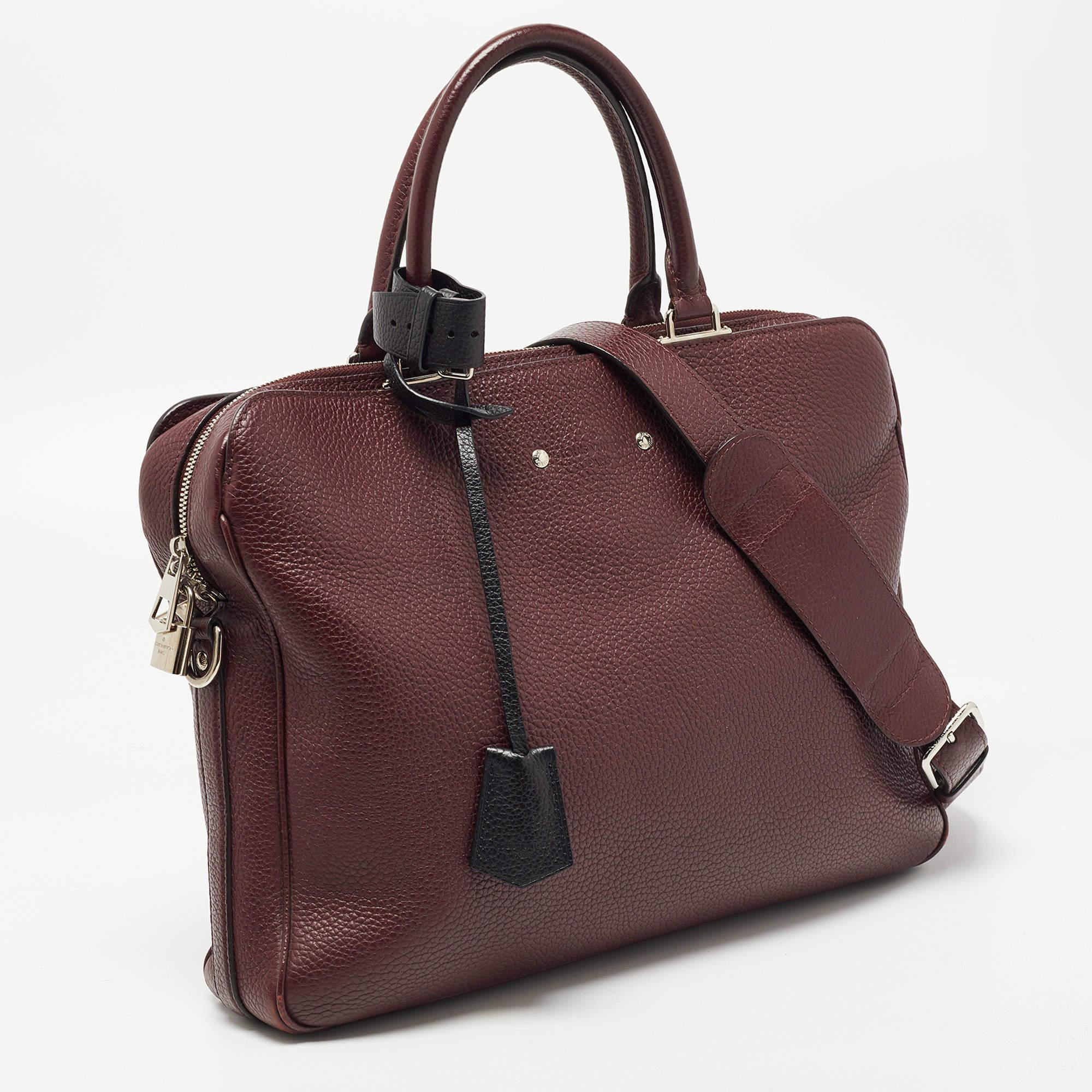 Men's Louis Vuitton Burgundy/Black Taurillion Leather Armand Briefcase Bag