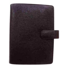 Vintage Louis Vuitton Burgundy Bordeaux Taiga Leather Medium Ring Diary Cover Agenda Mm