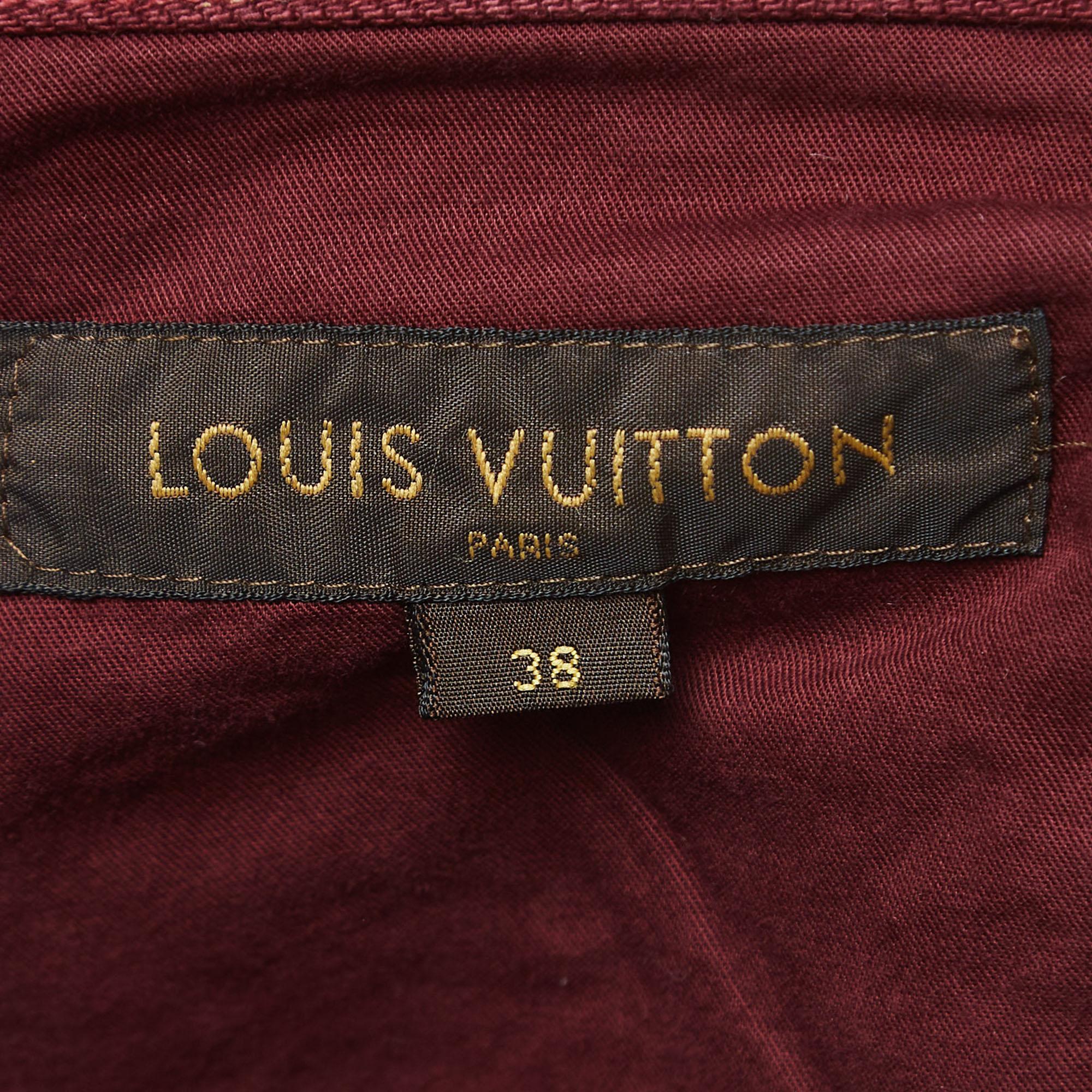 Louis Vuitton Burgundy Denim Slim Fit Jeans XXL Waist 38'' In Good Condition For Sale In Dubai, Al Qouz 2