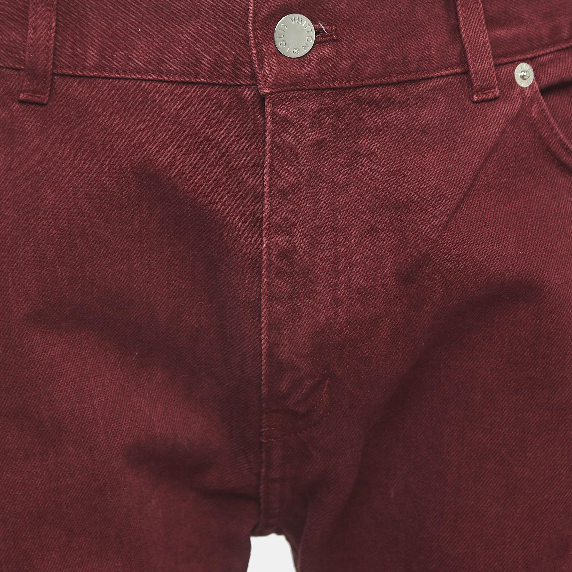Louis Vuitton Burgundy Denim Slim Fit Jeans XXL Waist 38'' (taille 38) Unisexe en vente