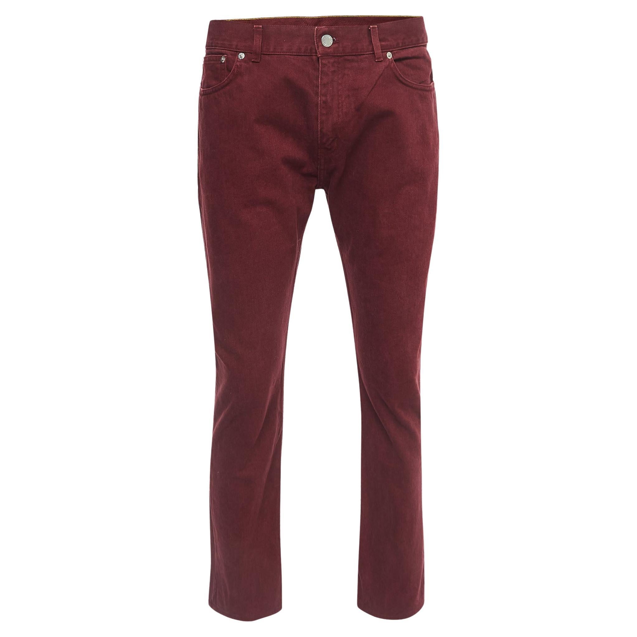 Louis Vuitton Burgundy Denim Slim Fit Jeans XXL Waist 38'' (taille 38)