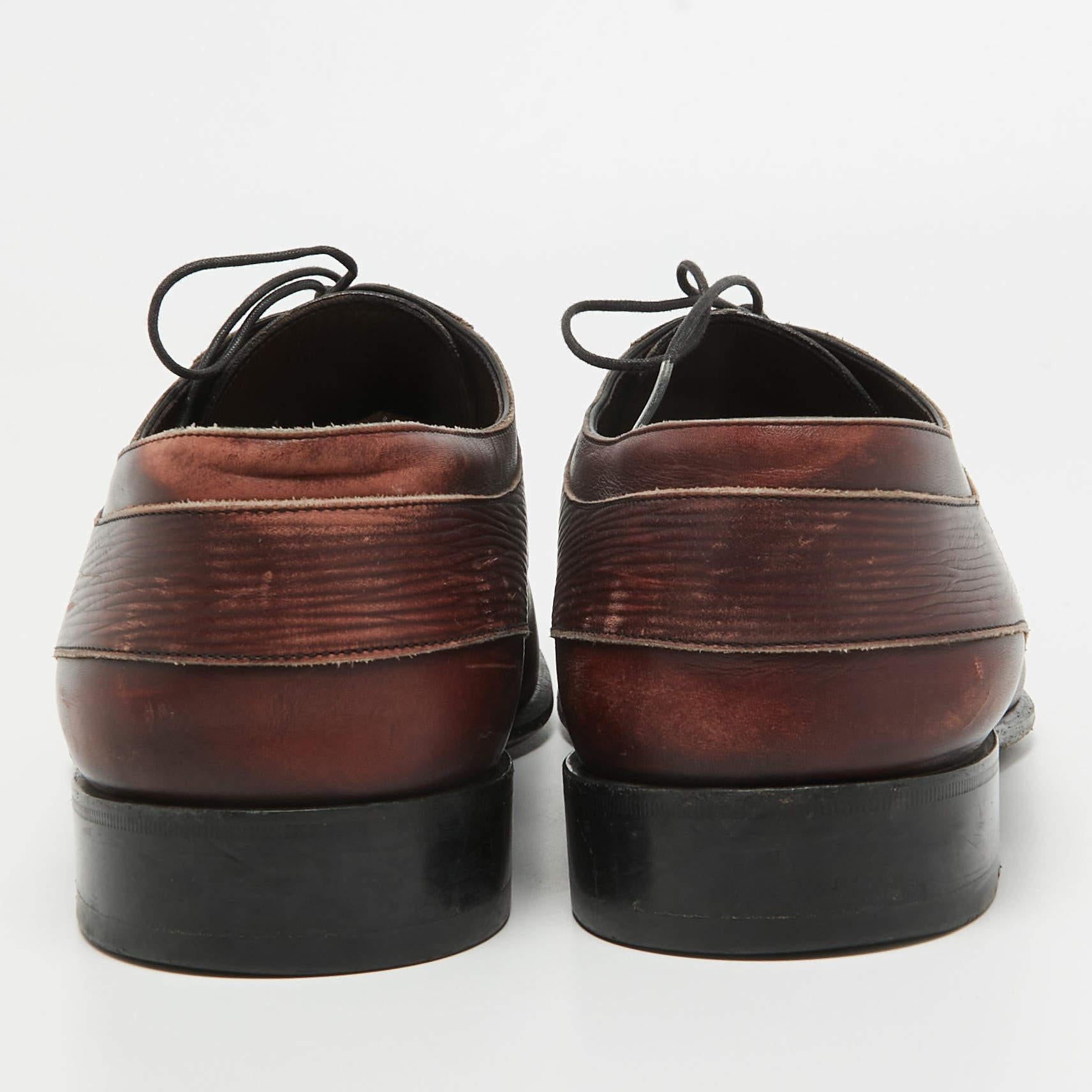 Louis Vuitton Burgundy Epi Leather and Leather Lace Up Derby Size 45 For Sale 3