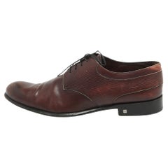 Used Louis Vuitton Burgundy Epi Leather and Leather Lace Up Derby Size 45