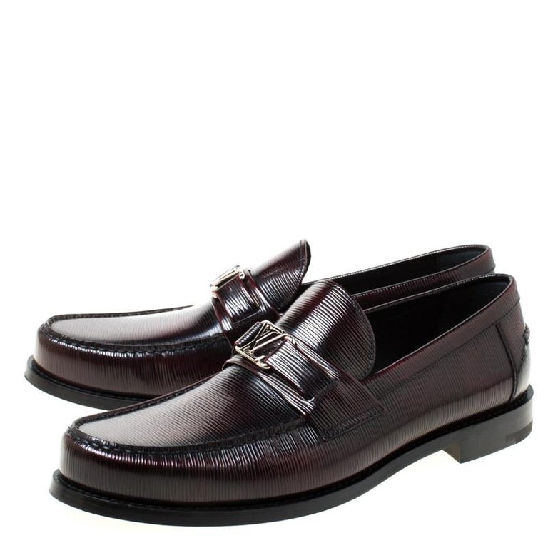 Louis Vuitton Burgundy Epi Leather Major Loafers Size 43 For Sale