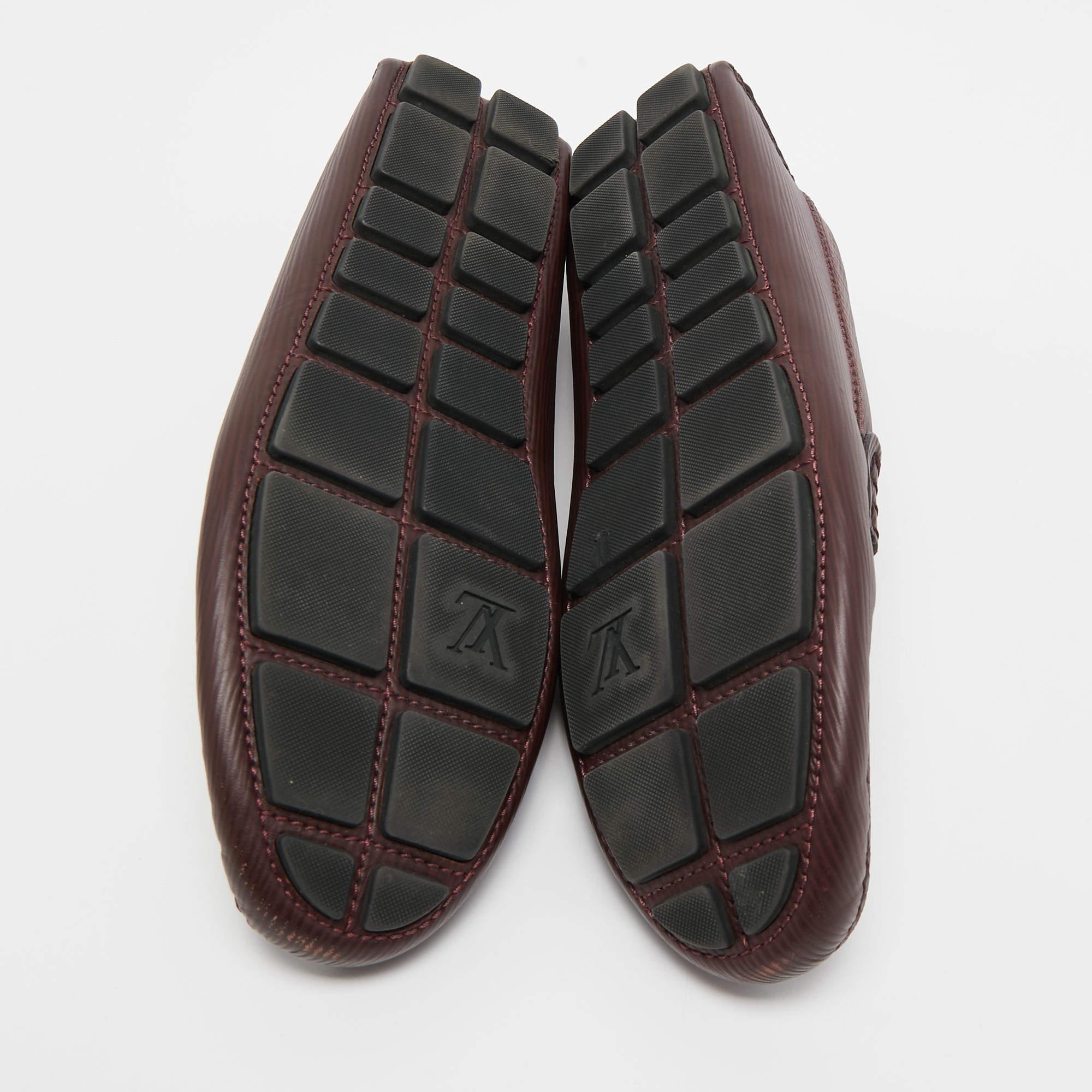 Louis Vuitton Burgundy Epi Leather Shade Penny Loafers Size 43 For Sale 2