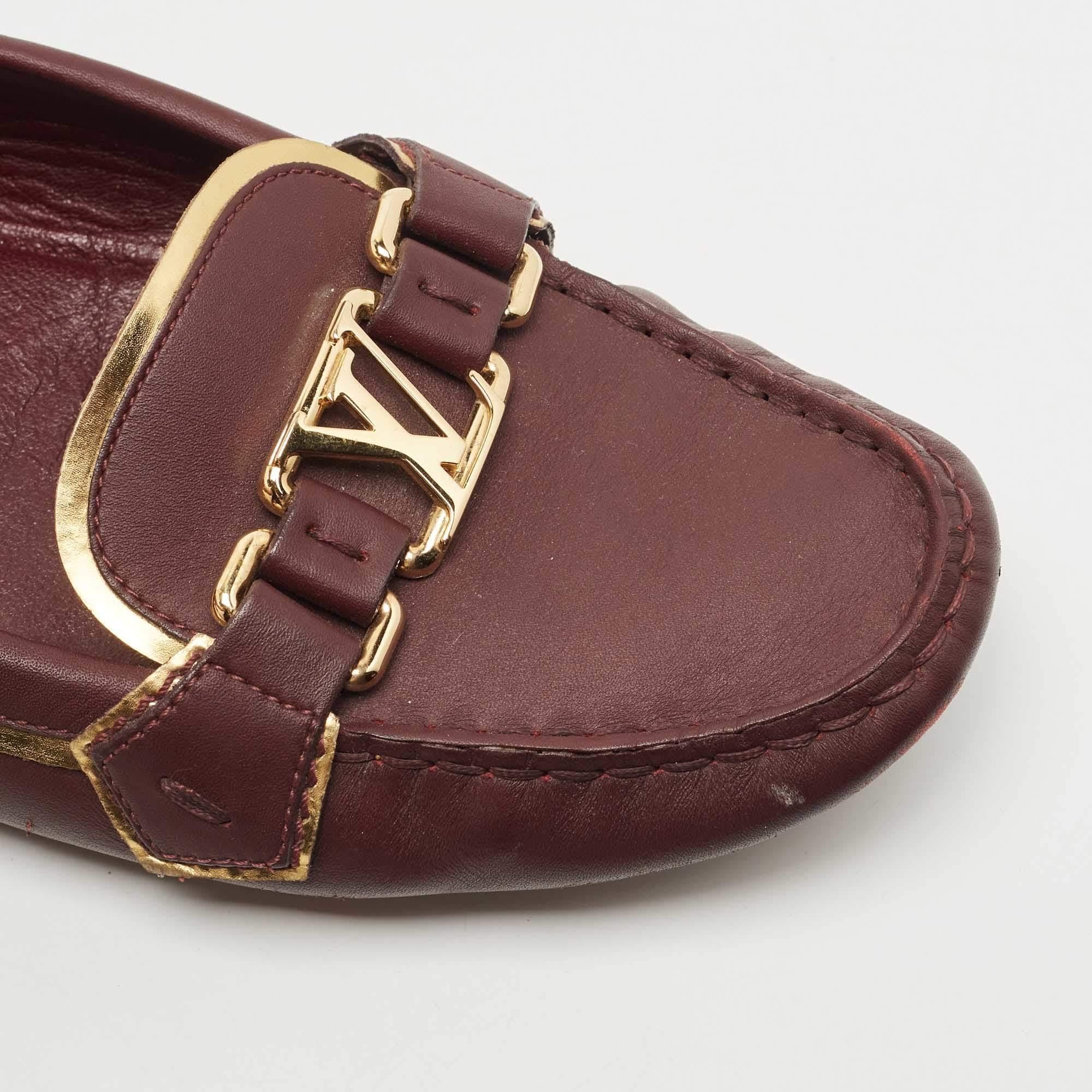 Louis Vuitton Burgundy/Gold Leather Oxford Loafers Size 41 3
