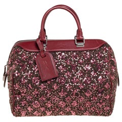 Louis Vuitton Burgundy/Green Wool, Sequin, and Leather Sunshine Speedy 30 Bag