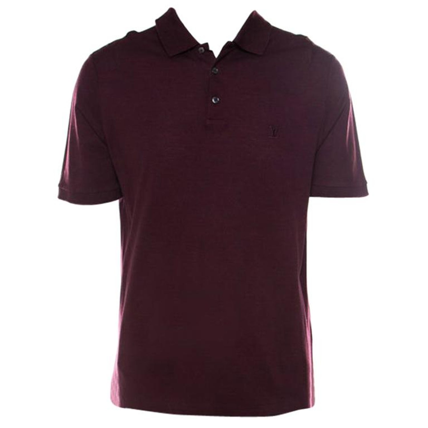 Louis Vuitton Burgundy Honeycomb Knit Cotton Logo Embroidered Polo T Shirt  XL For Sale at 1stDibs