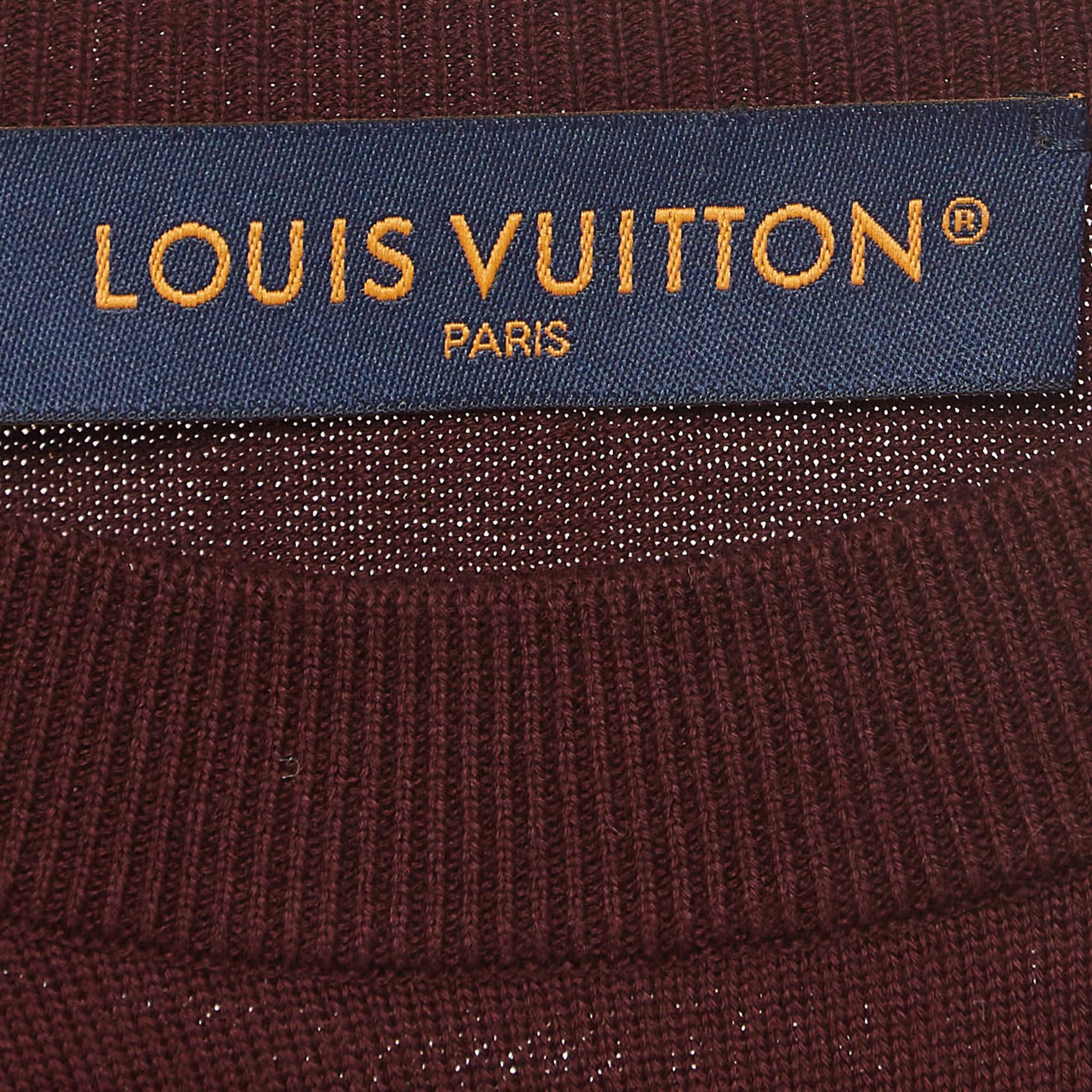 Black Louis Vuitton Burgundy Intarsia Cotton Knit Crew Neck T-Shirt S