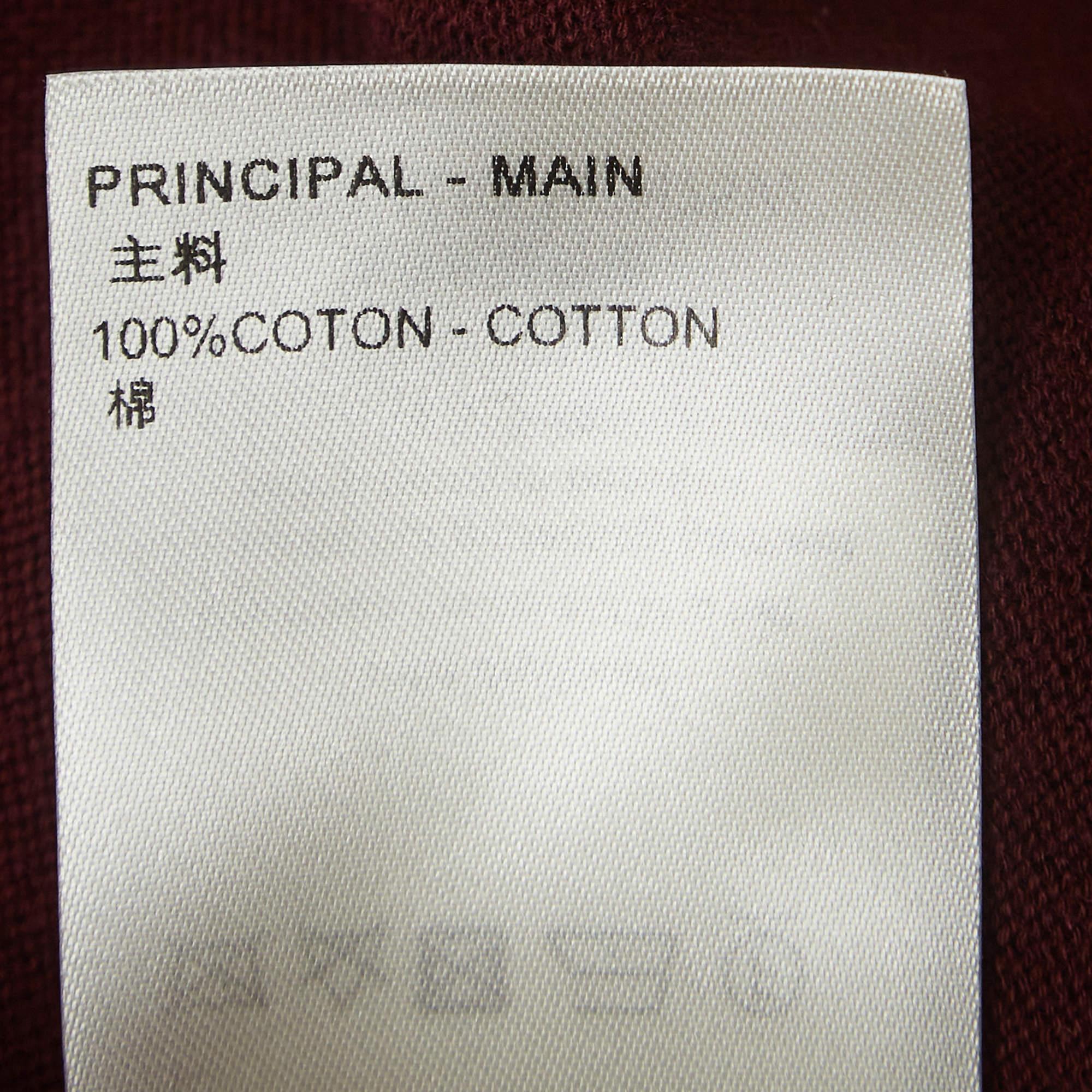 Louis Vuitton Burgundy Intarsia Cotton Knit Crew Neck T-Shirt S In Excellent Condition In Dubai, Al Qouz 2