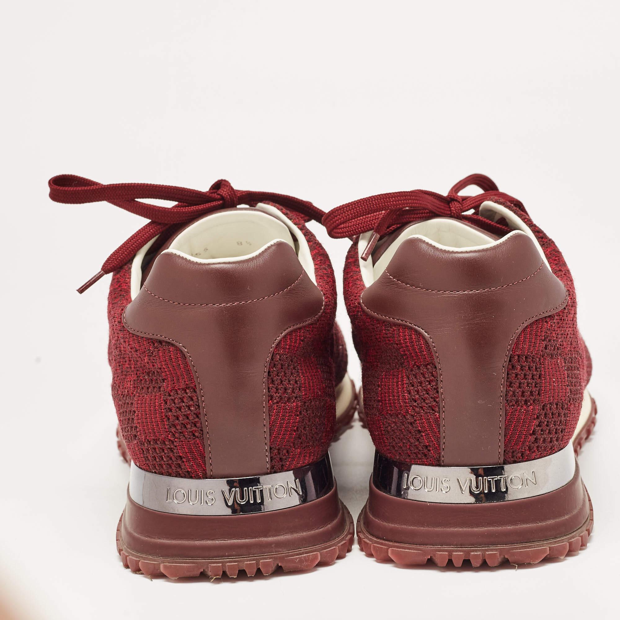 Louis Vuitton Burgundy Knit Fabric and Leather Run Away Sneakers Size 42.5 1