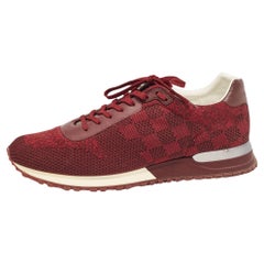 Louis Vuitton Burgundy Knit Fabric and Leather Run Away Sneakers Size 42.5