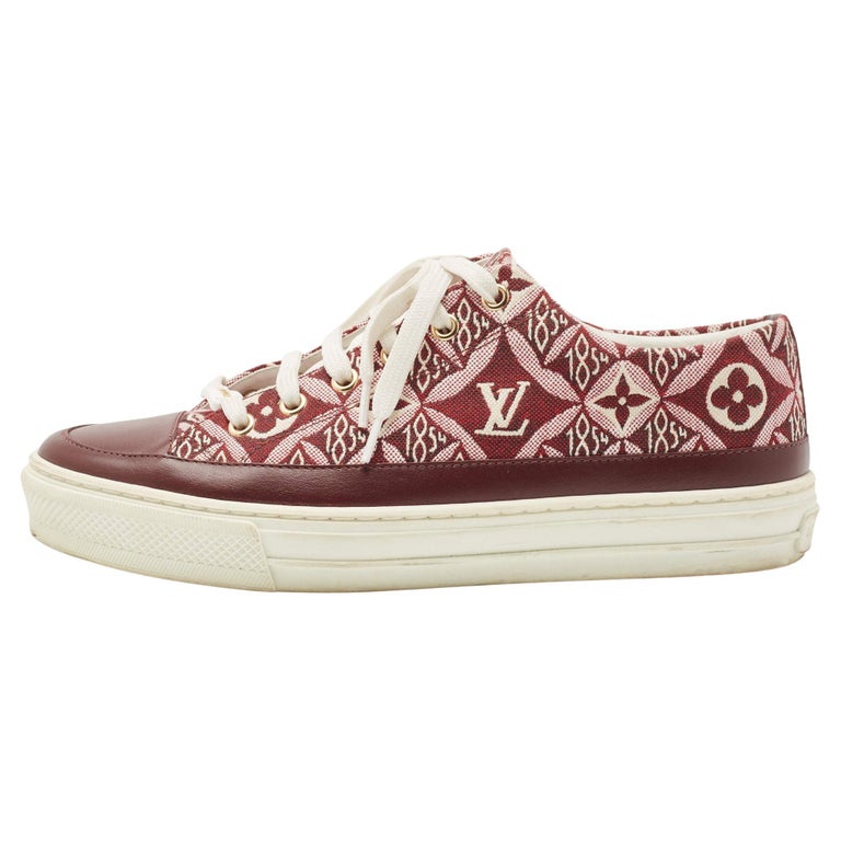 Louis Vuitton Burgundy Leather and Canvas Stellar Low Top Sneakers