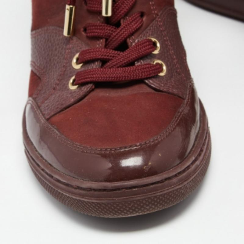 Louis Vuitton Burgundy Leather And Monogram Suede Millenium Sneakers Size 36.5 Pour femmes en vente